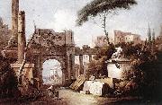 Giuseppe Zais Ancient Ruins with a Great Arch and a Column France oil painting artist